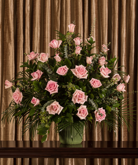 Pink Rose Funeral Basket