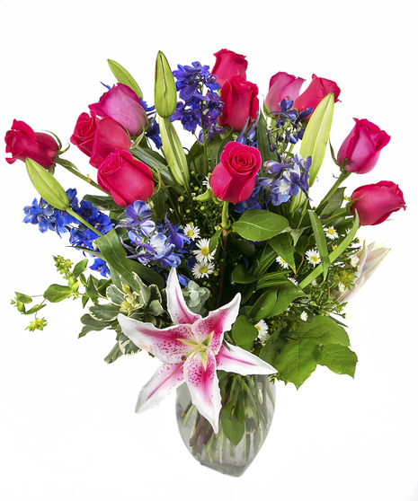 Loving Lilies and Roses Funeral Bouquet in Boston MA - Exotic Flowers