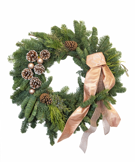 Rose Gold Christmas Wreath in Boston, MA