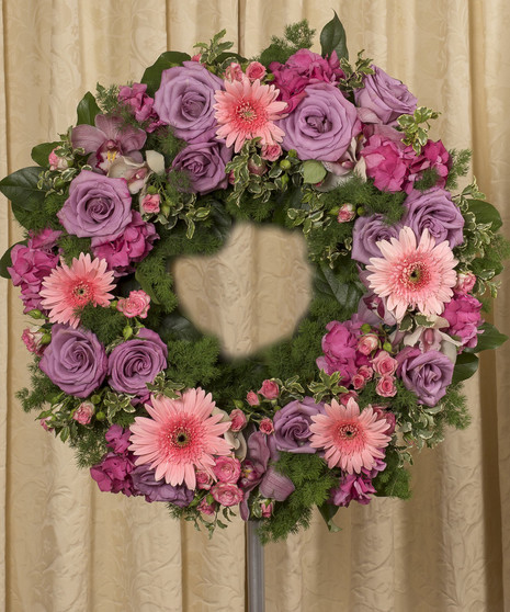 Heart Wreath in Pinks Memorial in Walpole MA - Flowers & More