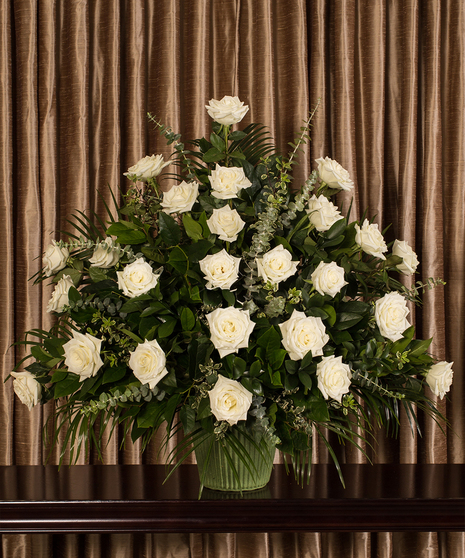 White Rose Funeral Basket