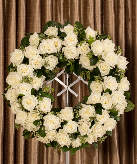 White Rose Wreath in Boston, MA